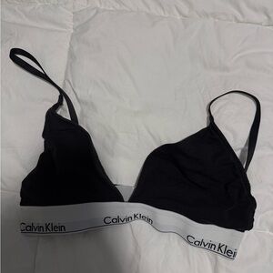 Calvin Klein Black Bralette with White Logo Band